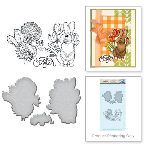 Spellbinders - Spring Love Collection - Die and Cling Mounted Rubber Stamps - Bunny