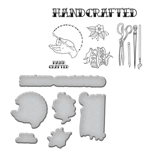 Spellbinders - Sew Handmade Collection - Die and Cling Mounted Stamps - Handcrafted