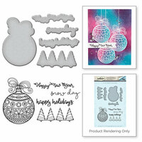 Spellbinders - Holiday Collection - Christmas - Die and Cling Mounted Stamps - Happy Holiday Ornaments