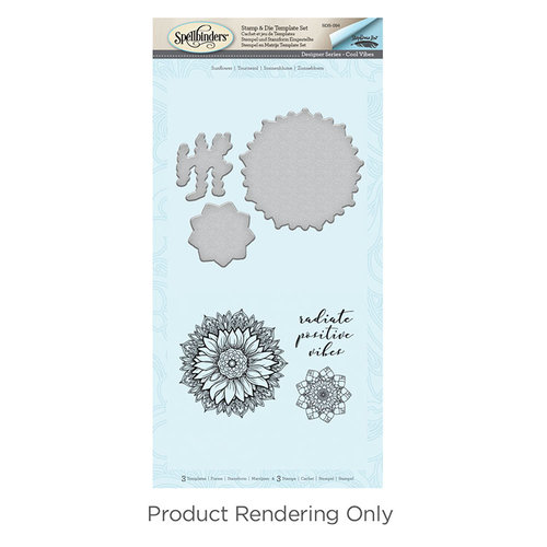 Spellbinders - Cool Vibes Collection - Die and Cling Mounted Stamps - Sunflower