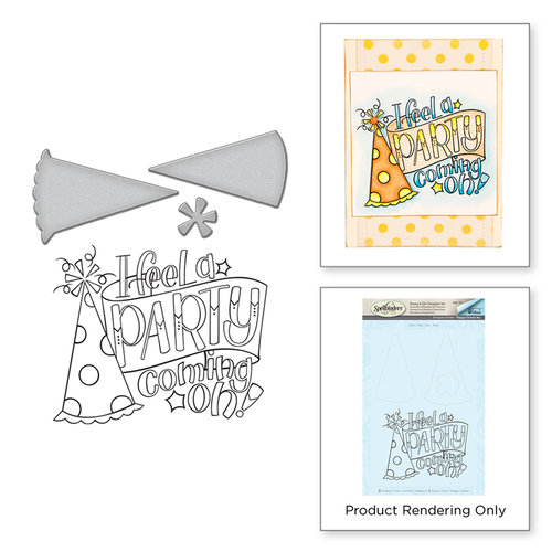 Spellbinders - Happy Grams 4 Collection - Die and Cling Mounted Stamps - Party