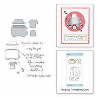 Spellbinders - The Perfect Match Collection - Die and Cling Mounted Stamps - Toast with Jam 'n Bread