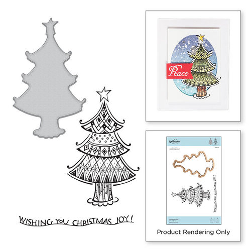 Spellbinders - Zenspired Holidays Collection - Christmas - Die and Clear Acrylic Stamps - Christmas Joy