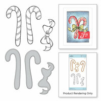 Spellbinders - Zenspired Holidays Collection - Christmas - Die and Clear Acrylic Stamps - Christmas Candy Canes
