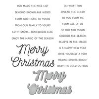 Spellbinders - Celebrate The Season Collection - Etched Dies and Clear Photopolymer Stamps - Many Merry Christmas Sentiments