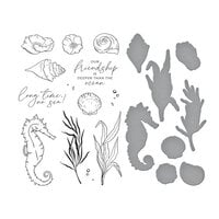 Spellbinders - Seahorse Kisses Collection - Etched Dies and Clear Photopolymer Stamps - Seahorse Garden