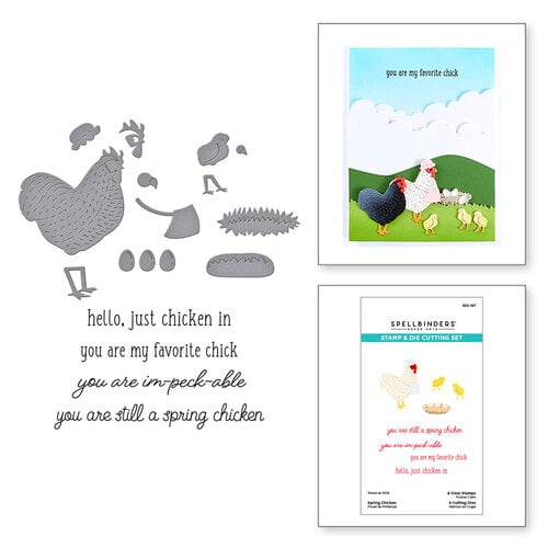 Spellbinders - On The Farm Collection - Stamp and Die Set - Spring Chicken