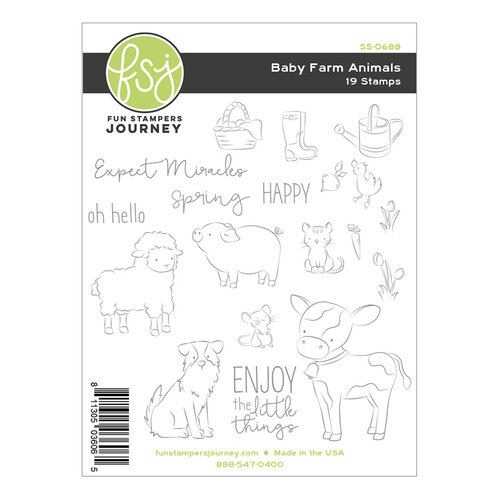 Fun Stampers Journey - Kindness Matters Collection - Cling Mounted Rubber Stamps - Baby Farm Animals