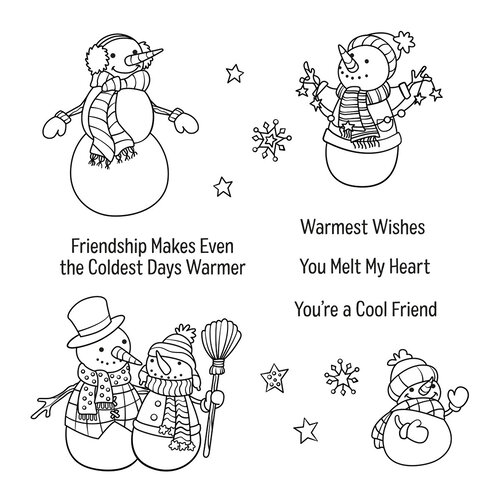Spellbinders - Be Merry Collection - Christmas - Clear Photopolymer Stamps - Friendly Snowmen