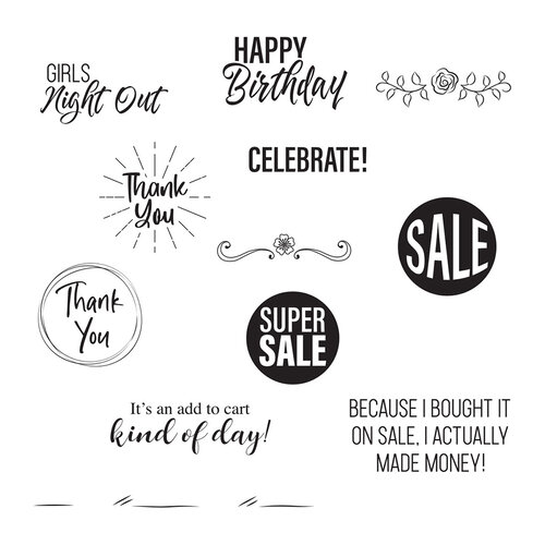 Spellbinders - Add To Cart Collection - Clear Photopolymer Stamps - Shopping Bag Sentiments