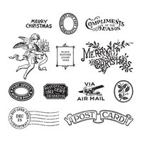 Spellbinders - Christmas Flea Market Finds Collection - Clear Photopolymer Stamps - Compliments of the Season