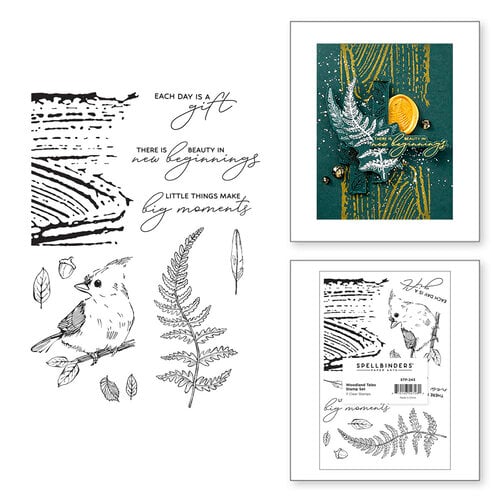 Spellbinders - Woodland Tales Collection - Clear Stamps - Sentiments