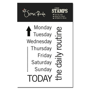Scenic Route Paper - Sonoma Collection - Clear Acrylic Stamps - Days of the Week, CLEARANCE