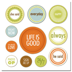 Scenic Route Paper - Chipboard Circles - Life is Good , CLEARANCE