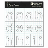 Scenic Route Paper - Appleton Collection - Alphabet Chipboard - Redmond Stencil White Grid - School, CLEARANCE