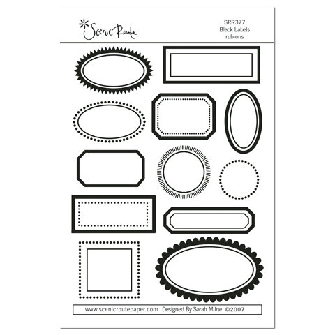 Scenic Route Paper - Rub Ons - Black Labels , CLEARANCE