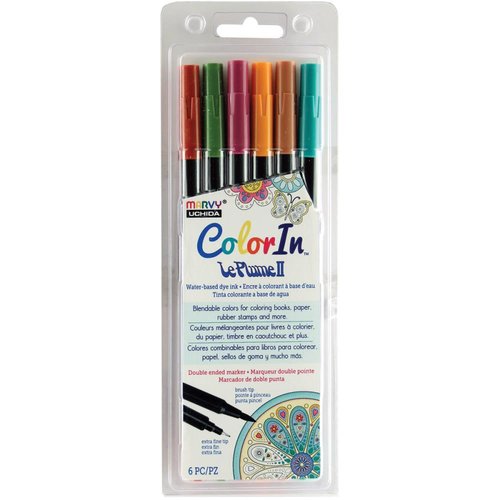 Marvy Uchida - Color In - Le Plume II - Markers - Natural - 6 Pack