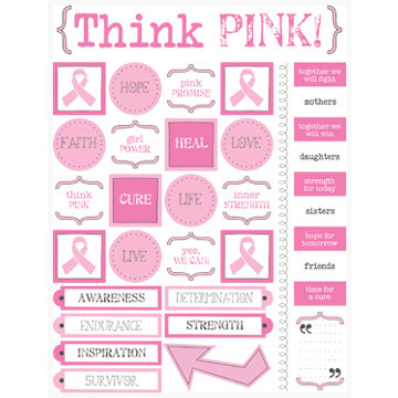 SRM Press Inc. - Celebrate Life Collection - Stickers - Live Life - Think Pink