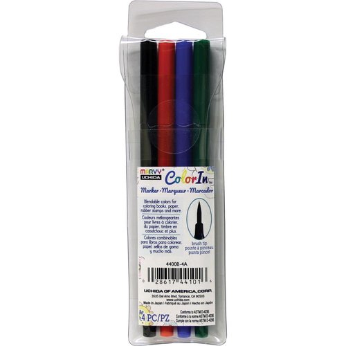 Marvy Uchida - Color In - Markers - Brush Point - Primary - 4 Pack