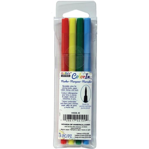 Marvy Uchida - Color In - Markers - Brush Point - Bold - 4 Pack