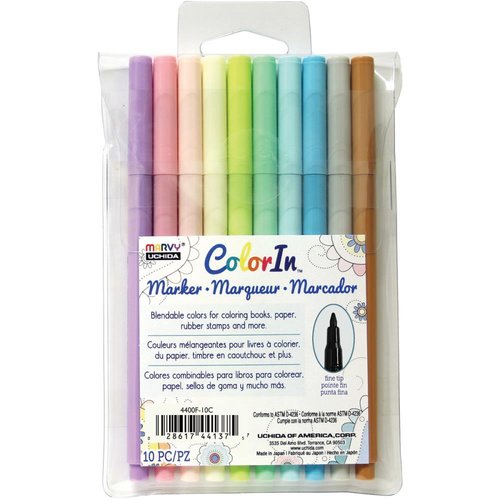 Marvy Uchida - Color In - Markers - Fine Point - Pastel - 10 Pack