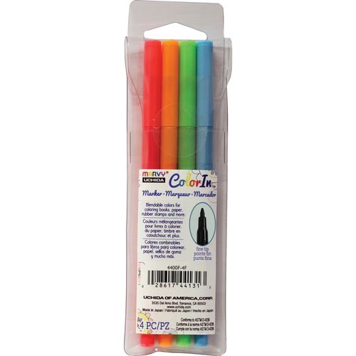 Marvy Uchida - Color In - Markers - Fine Point - Neon - 4 Pack