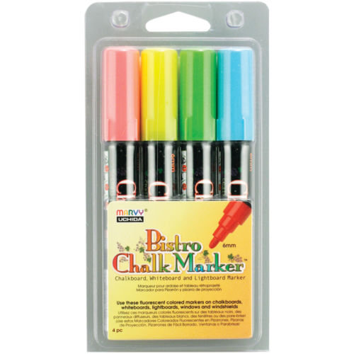 SRM Press - Bistro Chalk Markers - 6mm Tip - Fluorescent - 4 Pack