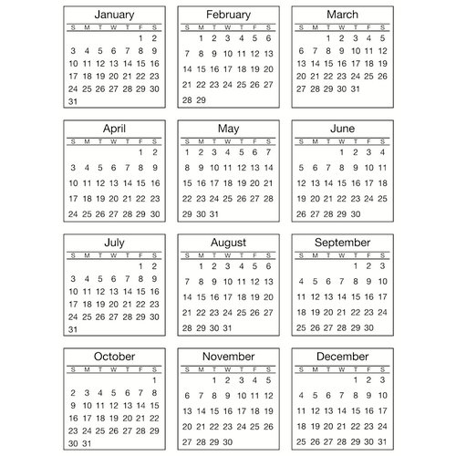 SRM Press - Stickers - Mini Calendar - Standard - 2016