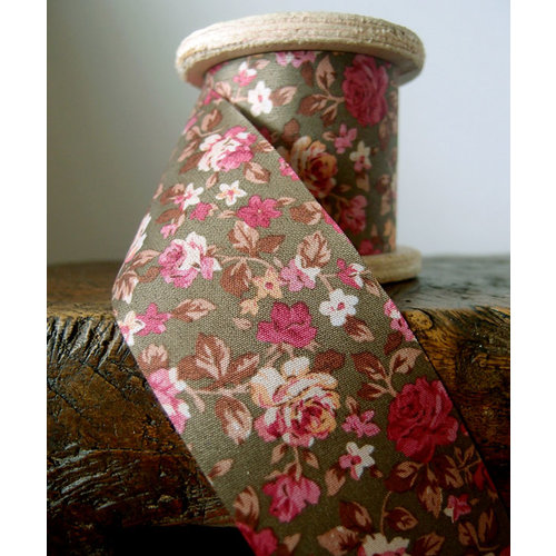 SRM Press - Floral Ribbon - Light Brown and Red