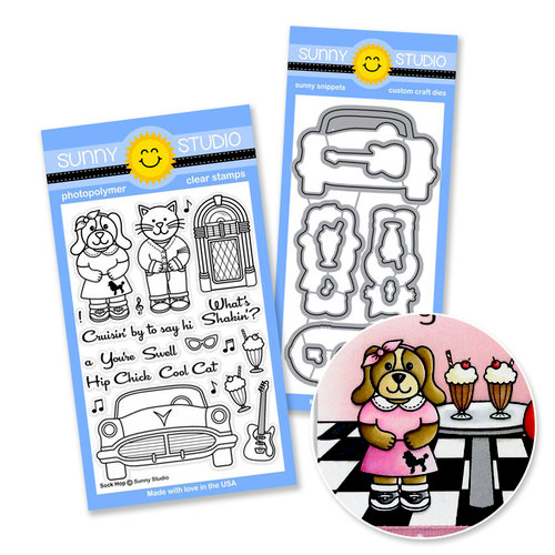 Sunny Studio Stamps - Snippits Die and Acrylic Stamp Set - Sock Hop Bundle