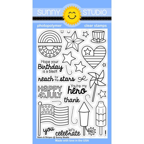Sunny Studio Stamps - Clear Photopolymer Stamps - Stars and Stripes