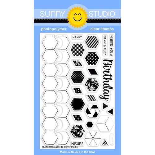 Sunny Studio Stamps - Clear Photopolymer Stamps - Quilted Hexagons