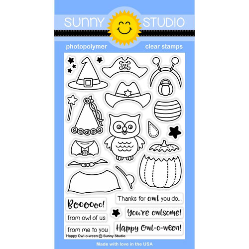 Sunny Studio Stamps - Halloween - Clear Acrylic Stamps - Happy Owl-o-ween