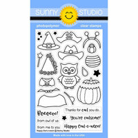 Sunny Studio Stamps - Halloween - Clear Acrylic Stamps - Happy Owl-o-ween