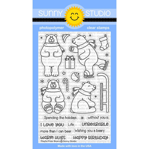 Sunny Studio Stamps - Christmas - Clear Photopolymer Stamps - Playful Polar Bears