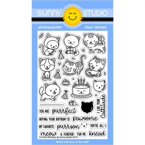 Sunny Studio Stamps - Clear Photopolymer Stamps - Purrfect Birthday