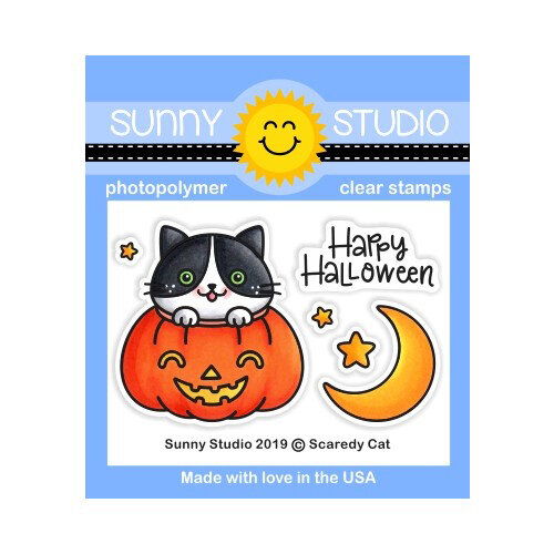 Sunny Studio Stamps - Halloween - Clear Photopolymer Stamps - Scaredy Cat