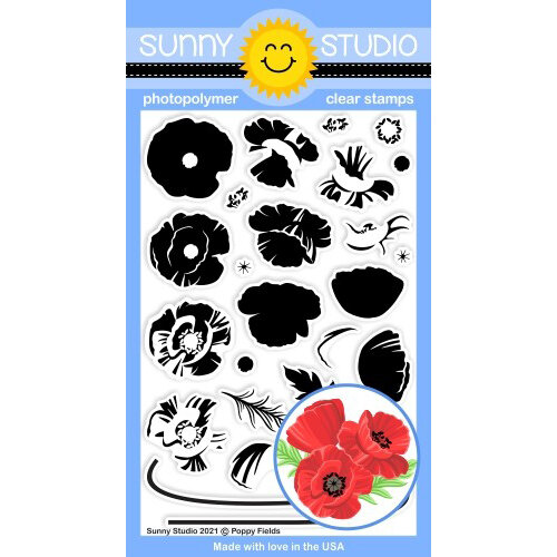 Sunny Studio Stamps - Clear Photopolymer Stamps - Poppy Fields