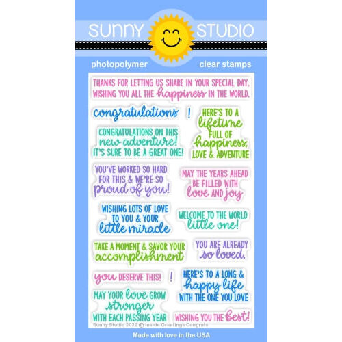 Sunny Studio Stamps - Clear Photopolymer Stamps - Inside Greetings - Congrats