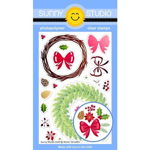 Sunny Studio Stamps - Christmas - Clear Photopolymer Stamps - Winter Wreath