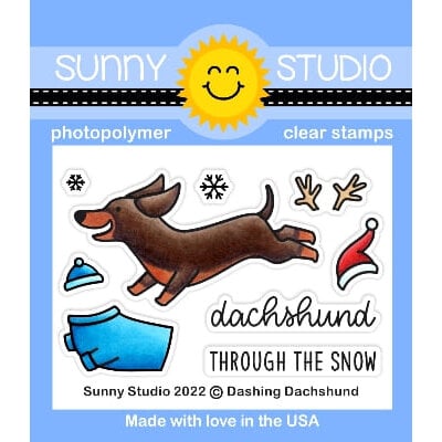 Sunny Studio Stamps - Clear Photopolymer Stamps - Dashing Dachshund