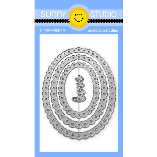 Sunny Studio Stamps - Sunny Snippets - Craft Dies - Scalloped Oval Mat 2