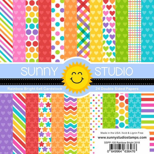 Sunny Studio Stamps - 6 x 6 Paper Pack - Rainbow Bright