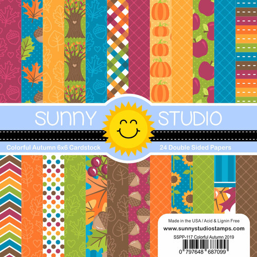 Sunny Studio Stamps - 6 x 6 Paper Pack - Colorful Autumn
