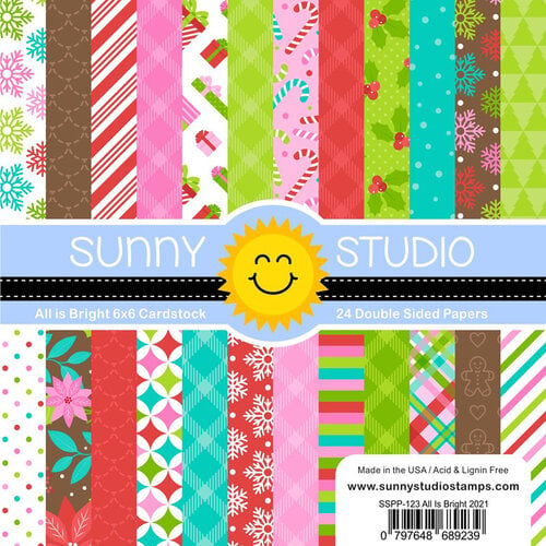 Sunny Studio Stamps - Christmas - 6 x 6 Paper Pack - All Is Bright