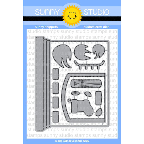 Sunny Studio Stamps - Christmas - Sunny Snippets - Dies - Fireplace Shaped Card