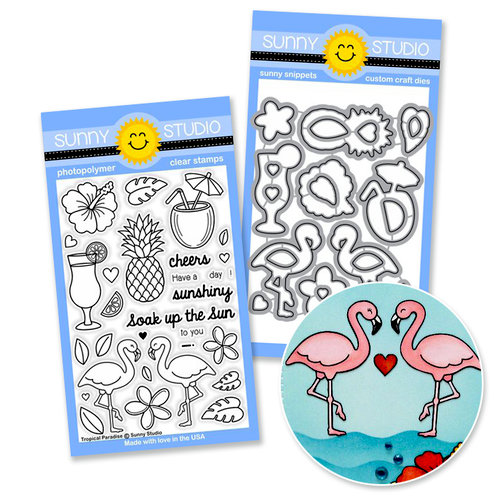 Sunny Studio Stamps - Snippits Die and Acrylic Stamp Set - Tropical Paradise Bundle