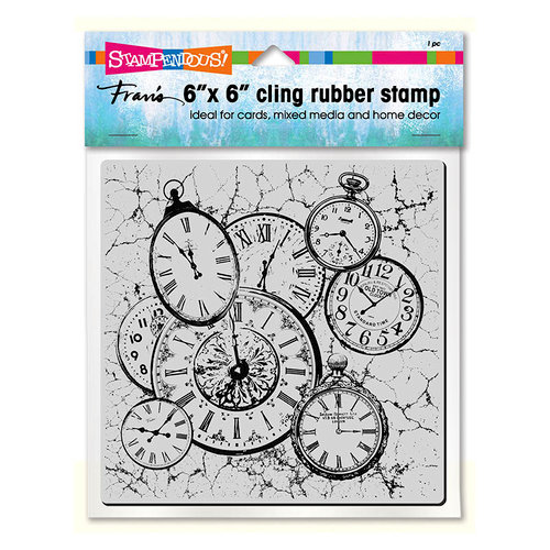 Stampendous - Cling Mounted Rubber Stamps - 6 x 6 - Clock Collage