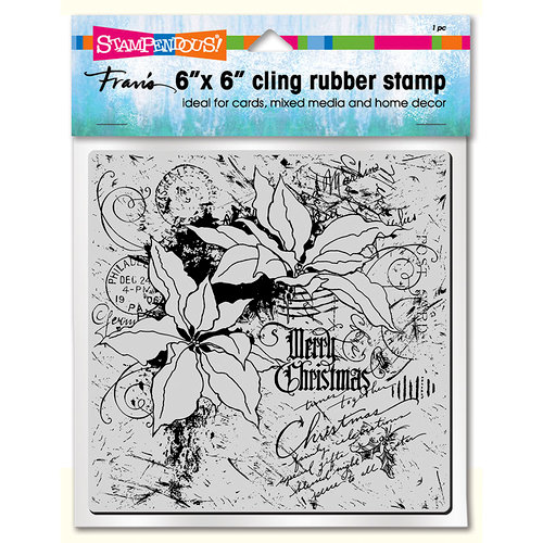 Stampendous - Christmas - Cling Mounted Rubber Stamps - 6 x 6 - Poinsettia Collage