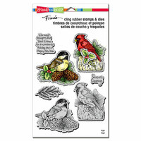 Stampendous - Christmas - Die and Cling Mounted Rubber Stamp Set - Holiday Birds